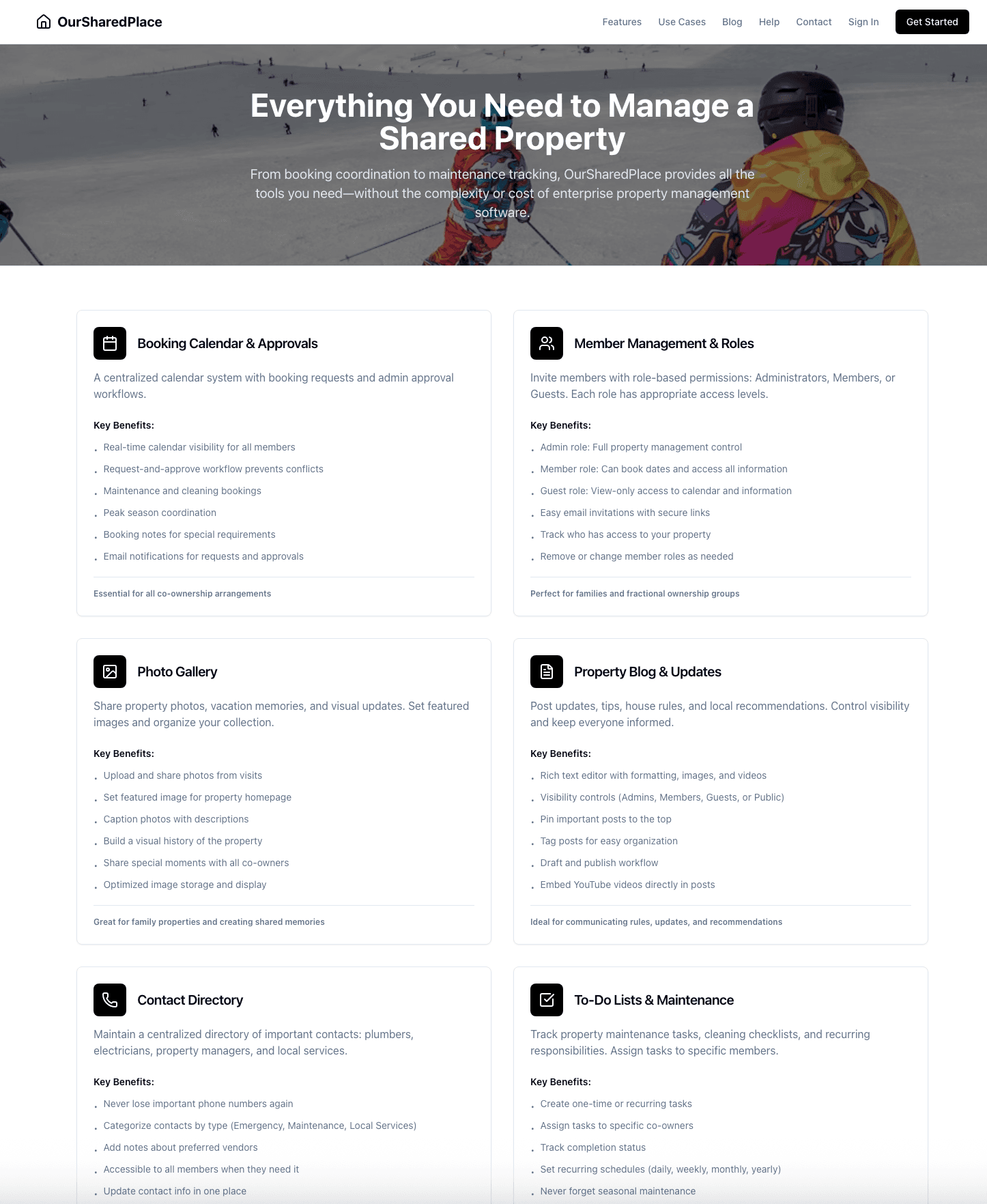 Property features navigation and management interface