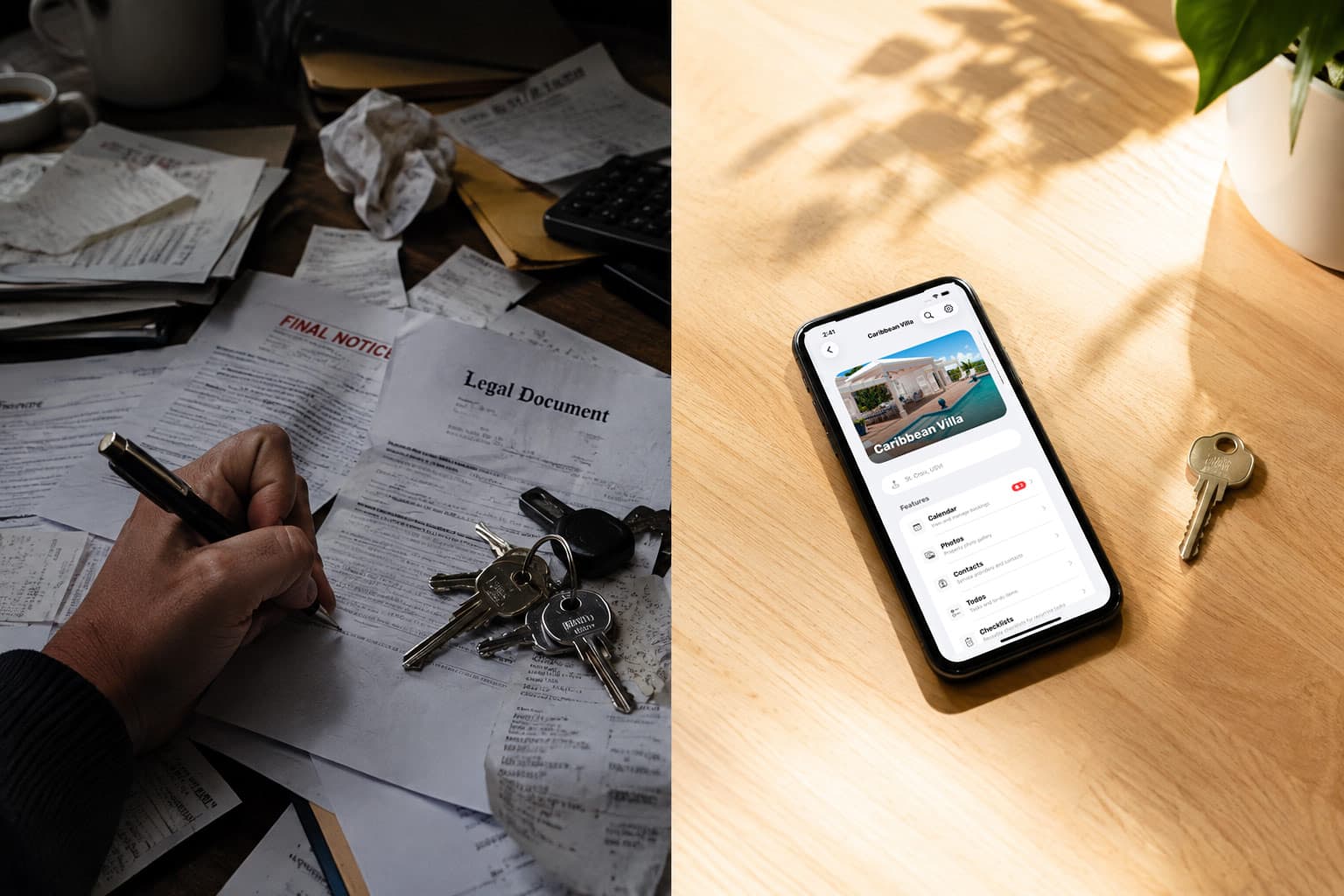 Co-owners reviewing shared property records together