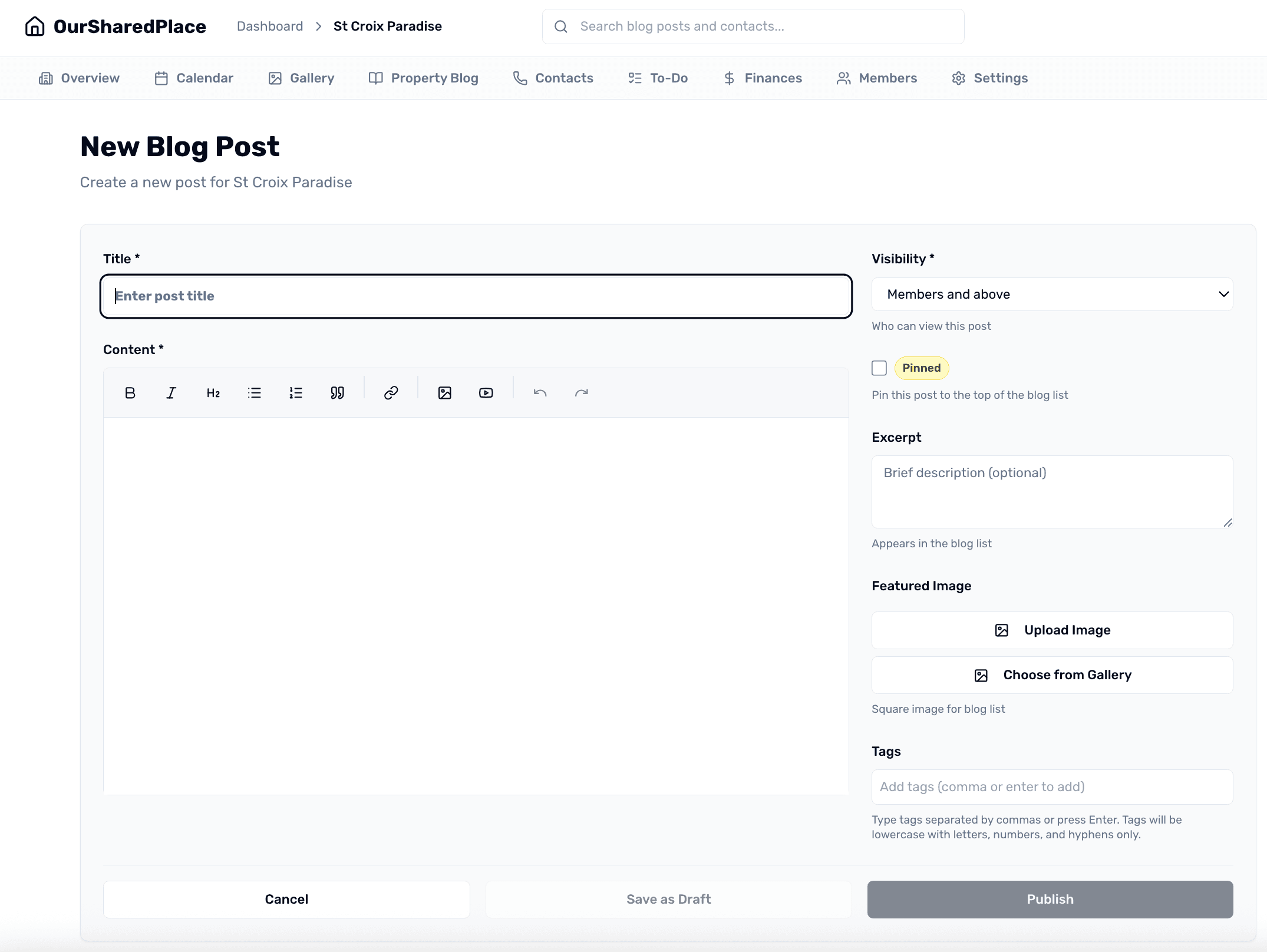 Blog post editor