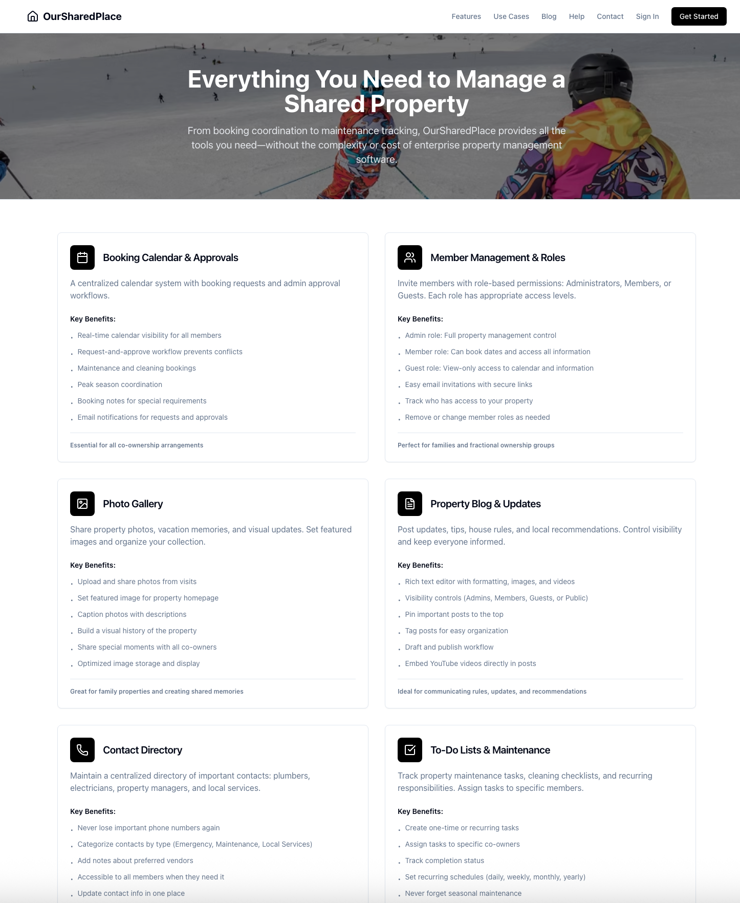 Property features navigation and management interface