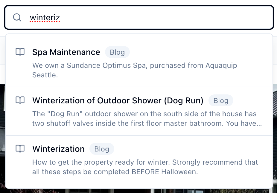 Search across blog posts and contacts